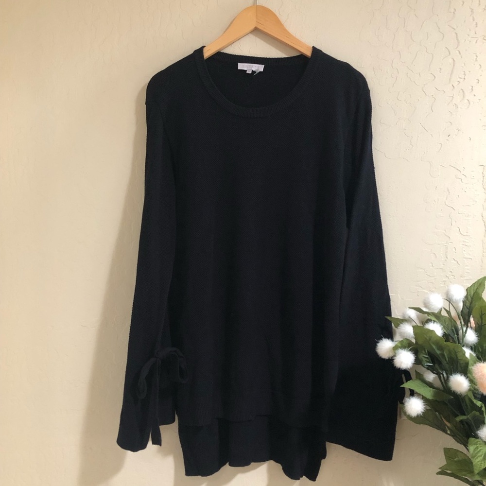 1 State Black Sweater Bow Tie Sleeves